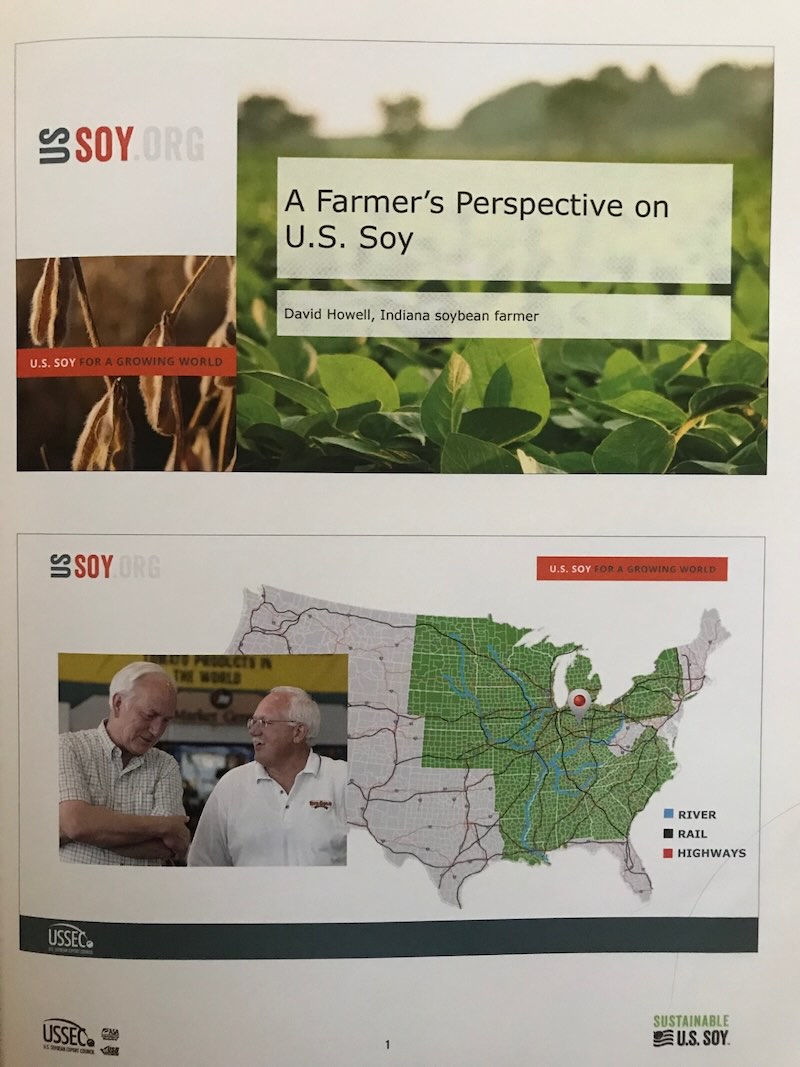 A U.S. Soy promotional booklet featuring Howell Farms. David and Mary traveled to Korea to promote U.S. Soybean production.